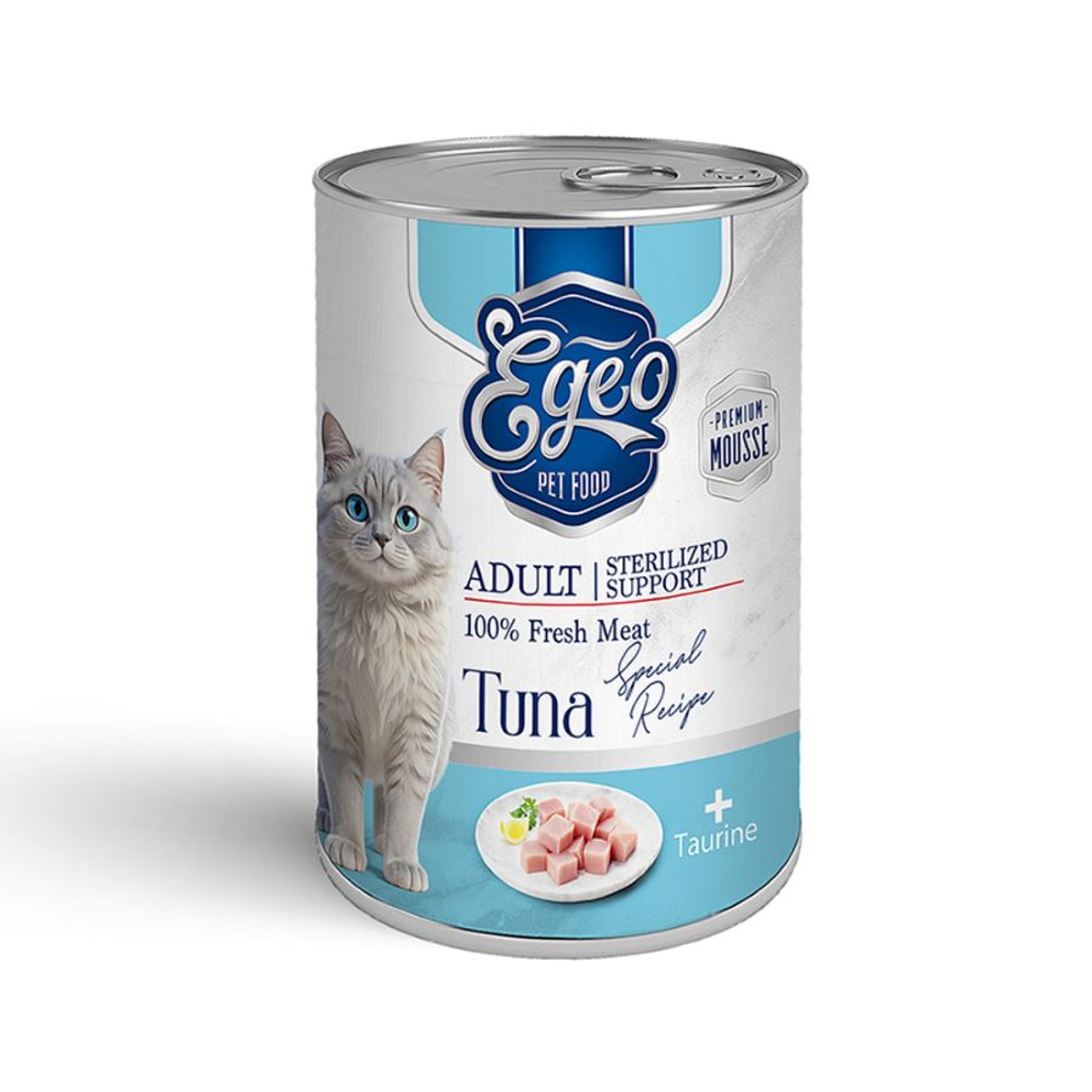 EGEO STERILIZED ADULT CAT WET FOOD ΤΟΝΟΣ ΜΕ ΤΑΥΡΙΝΗ ΣΕ ΜΟΥΣ 375gr