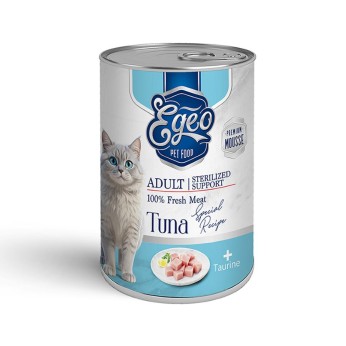 EGEO STERILIZED ADULT CAT WET FOOD ΤΟΝΟΣ ΜΕ ΤΑΥΡΙΝΗ ΣΕ ΜΟΥΣ 375gr