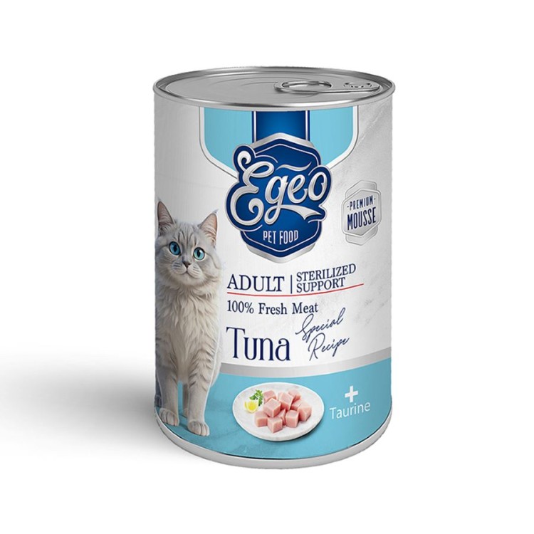 EGEO STERILIZED ADULT CAT WET FOOD ΤΟΝΟΣ ΜΕ ΤΑΥΡΙΝΗ ΣΕ ΜΟΥΣ 375gr