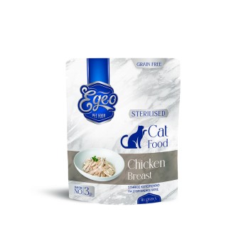 EGEO STERILISED ADULT CAT GRAIN FREE WET FOOD ΣΤΗΘΟΣ ΚΟΤΟΠΟΥΛΟ ΣΕ ΣΑΛΤΣΑ 85gr