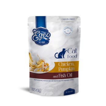 EGEO ADULT CAT GRAIN FREE STERILISED SUPPORT WET FOOD ΚΟΤΟΠΟΥΛΟ ΚΟΛΟΚΥΘΑ ΚΑΙ ΙΧΘΥΕΛΑΙΟ ΣΕ ΖΩΜΟ 85gr