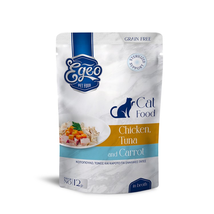 EGEO ADULT CAT GRAIN FREE STERILISED SUPPORT WET FOOD ΚΟΤΟΠΟΥΛΟ ΤΟΝΟΣ ΚΑΙ ΚΑΡΟΤΟ ΣΕ ΖΩΜΟ 85gr EGEO ADULT CAT GRAIN FREE STERILISED SUPPORT WET FOOD ΚΟΤΟΠΟΥΛΟ ΤΟΝΟΣ ΚΑΙ ΚΑΡΟΤΟ ΣΕ ΖΩΜΟ 85gr
