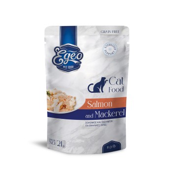 EGEO ADULT CAT GRAIN FREE STERILISED SUPPORT WET FOOD ΣΟΛΟΜΟΣ ΚΑΙ ΣΚΟΥΜΠΡΙ ΣΕ ΖΕΛΕ 85gr