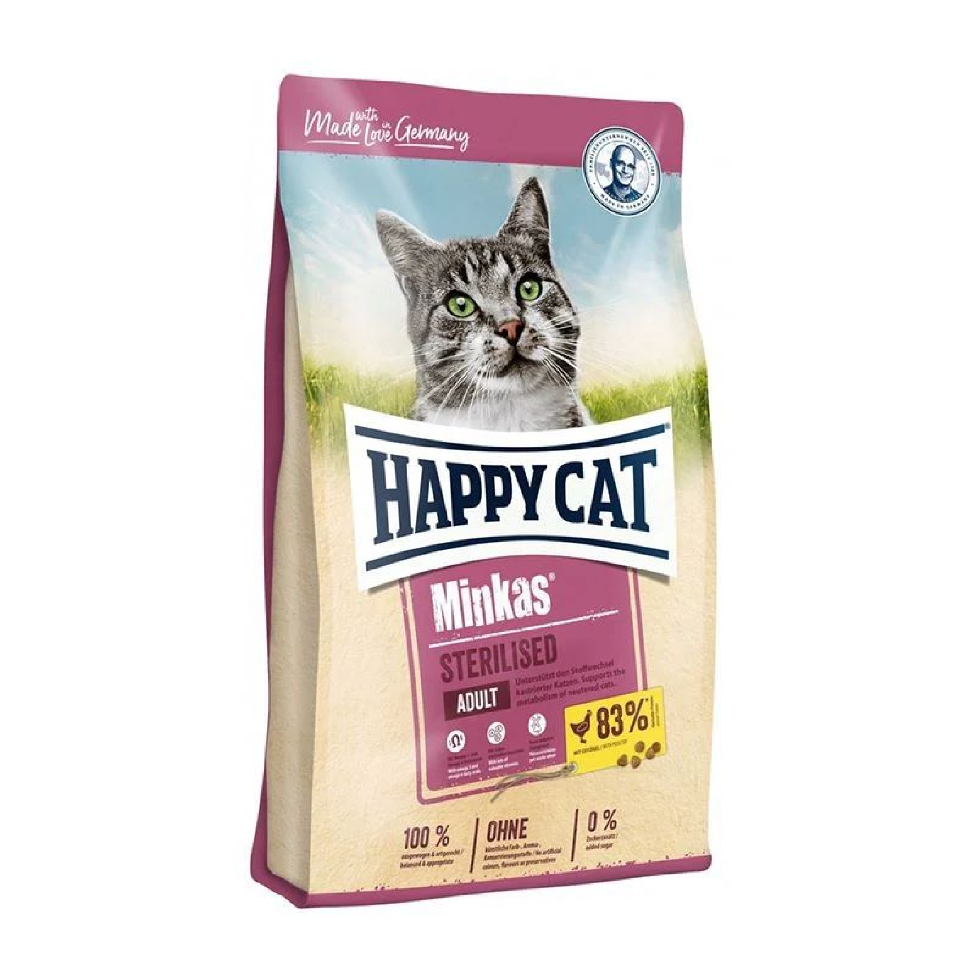 HAPPY CAT MINKAS STERILIZED ADULT CAT FOOD ΜΕ ΠΟΥΛΕΡΙΚΑ 1.5kg