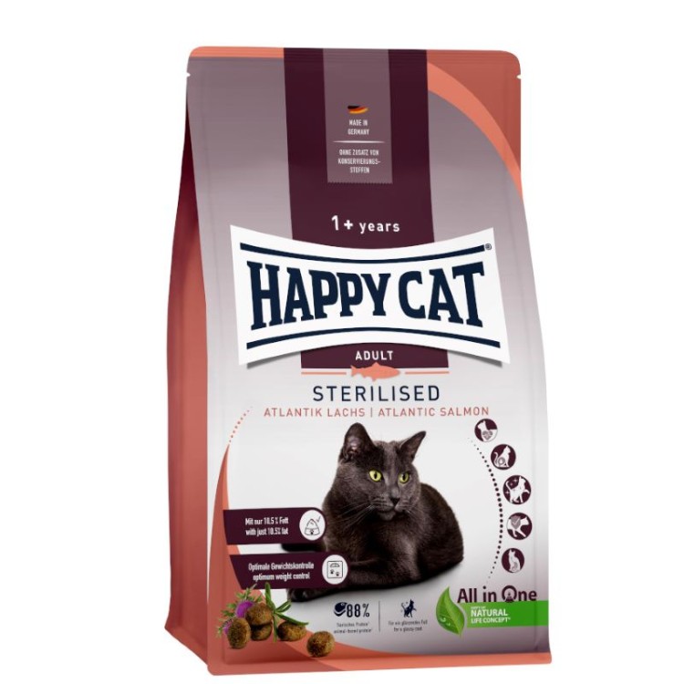 HAPPY CAT SUPREME STERILIZED ADULT CAT FOOD ΜΕ ΣΟΛΟΜΟ ΑΤΛΑΝΤΙΚΟΥ 1.3kg