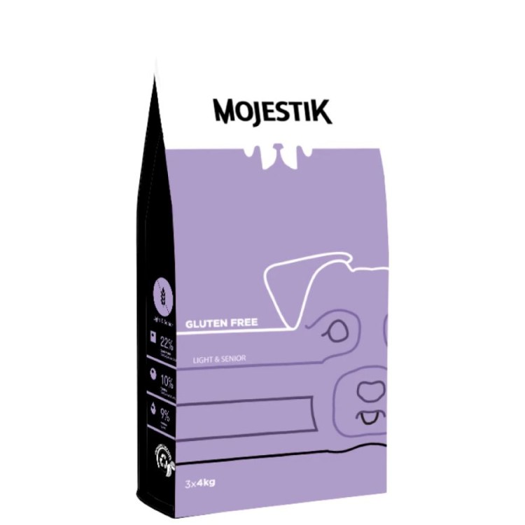 MOJESTIK GLUTEN FREE LIGHT AND SENIOR ALL BREEDS ADULT DOG ΜΟΣΧΑΡΙ ΚΑΙ ΡΥΖΙ 12kg