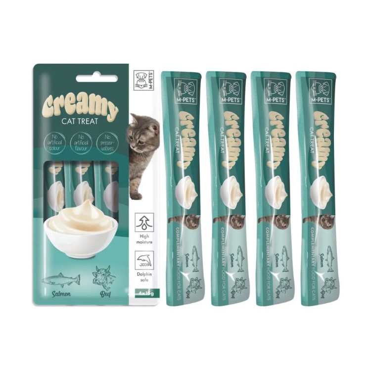 MPETS CREAMY TREAT CAT ΜΕ ΣΟΛΟΜΟ ΚΑΙ ΜΟΣΧΑΡΙ 4x15gr
