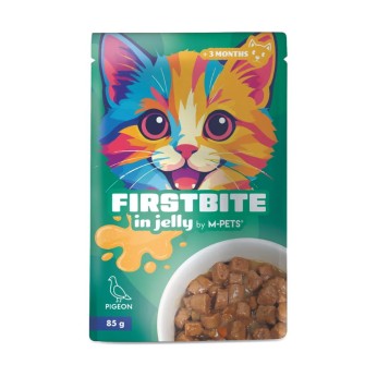 MPETS FIRSTBITES WET FOOD JUNIOR AND ADULT CAT ΜΕ ΚΟΜΜΑΤΑΚΙΑ ΠΕΡΙΣΤΕΡΙΟΥ ΣΕ ΖΕΛΕ 85gr