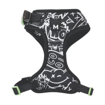MPETS URBAN STYLE FREESTYLE BLACK AND WHITE EASY FIT DOG HARNESS LARGE
