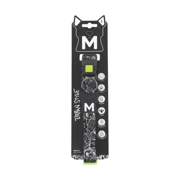 MPET SURBAN STYLE FREESTYLE BLACK AND WHITE DOG COLLAR LARGE