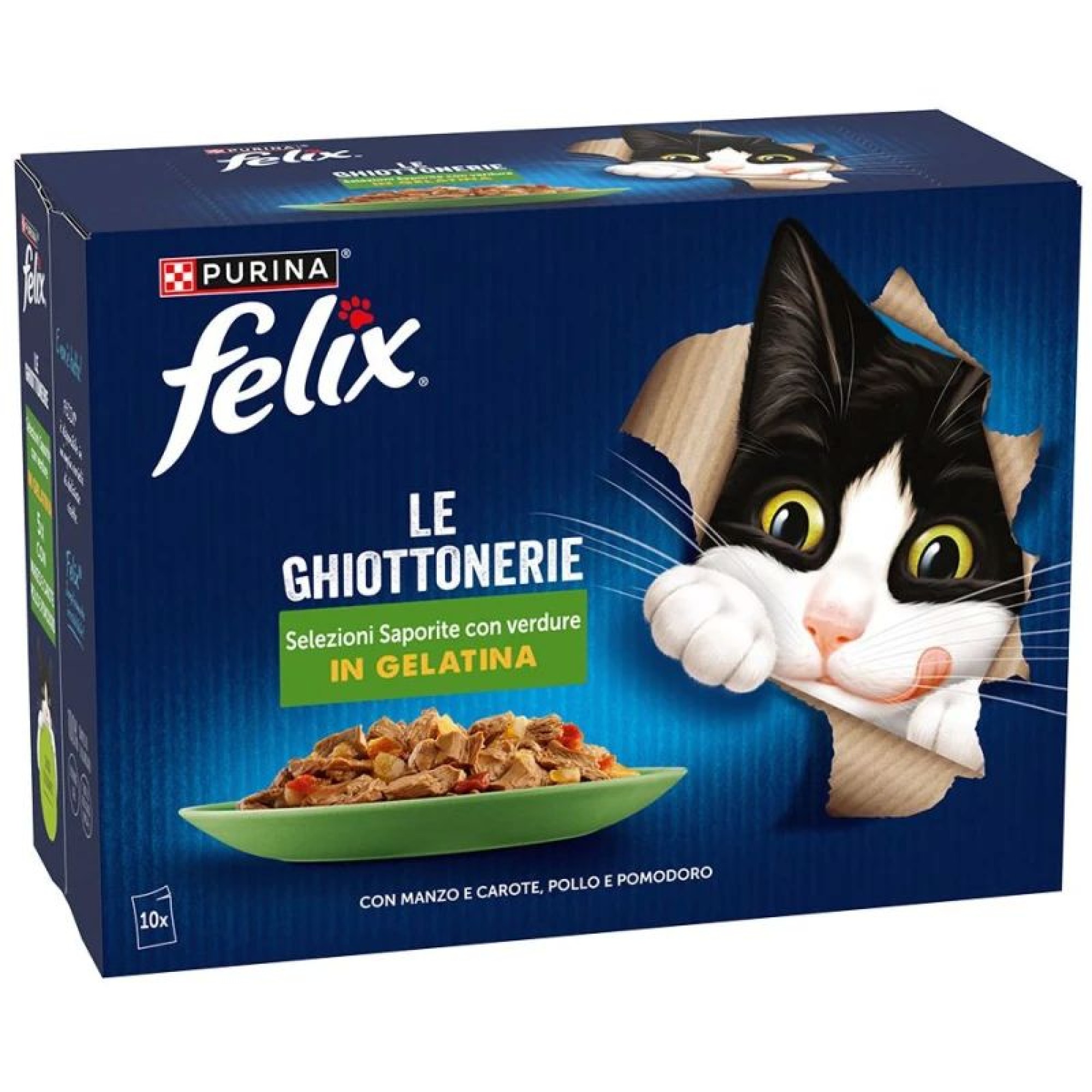 FELIX AGAIL ADULT CAT FOOD ΠΟΙΚΙΛΙΑ ΕΞΟΧΗΣ ΒΟΔΙΝΟ ΚΑΡΟΤΟ KAI ΚΟΤΟΠΟΥΛΟ ΝΤΟΜΑΤΑ ΣΕ ΖΕΛΕ 85gr x 10pcs