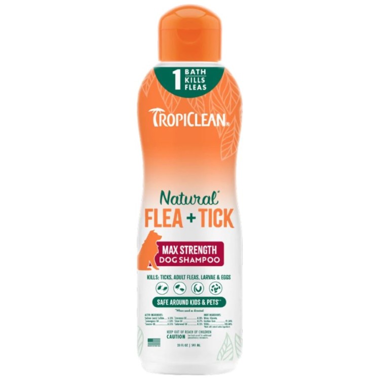 TROPICLEAN FLEA AND TICK MAXIMUM STRENGTH ΑΝΤΙΠΑΡΑΣΙΤΙΚΟ ΣΑΜΠΟΥΑΝ ΓΙΑ ΣΚΥΛΟΥΣ 591ml