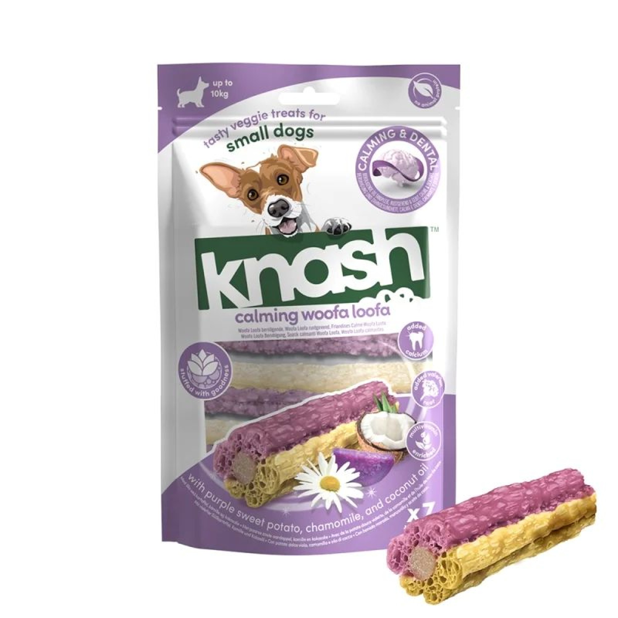KNASH VEGAN CALMING ΛΙΧΟΥΔΙΕΣ ΣΚΥΛΟΥ ΜΕ ΜΩΒ ΓΛΥΚΟΠΑΤΑΤΑ ΧΑΜΟΜΗΛΙ ΚΑΙ ΛΑΔΙ ΚΑΡΥΔΑΣ 126gr