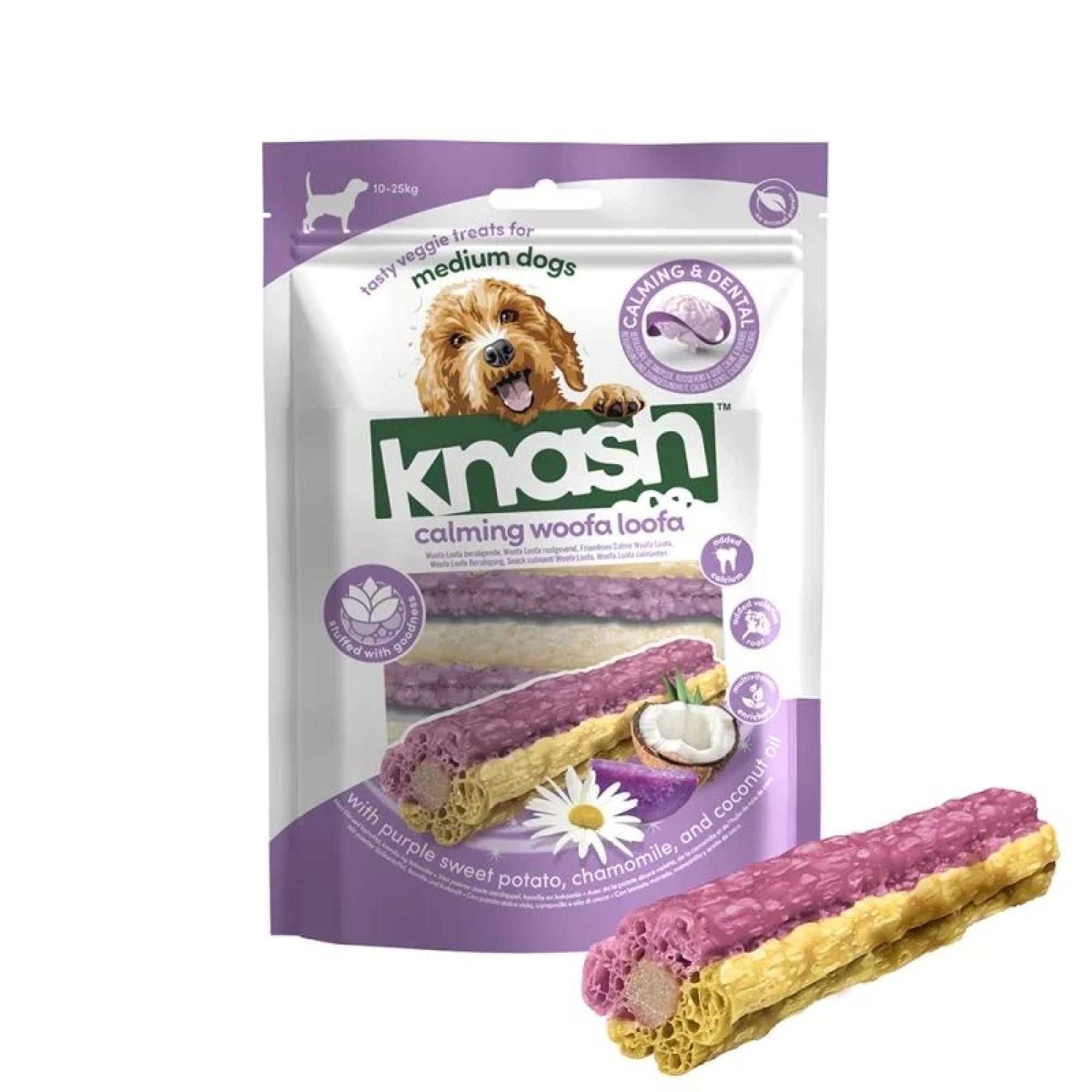 KNASH VEGAN CALMING ΛΙΧΟΥΔΙΕΣ ΣΚΥΛΟΥ ΜΕ ΜΩΒ ΓΛΥΚΟΠΑΤΑΤΑ ΧΑΜΟΜΗΛΙ ΚΑΙ ΛΑΔΙ ΚΑΡΥΔΑΣ 182gr
