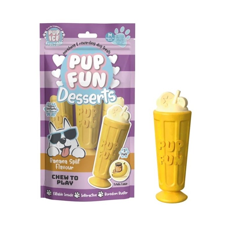 PUP FUN DESERTS BANANA SPLIT FLAVOUR ΠΑΓΩΤΟ ΣΚΥΛΟΥ MEDIUM 3pcs 90gr