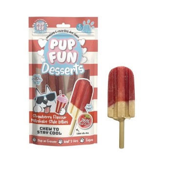 PUP FUN DESERTS LOLLIES STRAWBERRY MILKSHAKE FLAVOUR ΠΑΓΩΤΟ ΣΚΥΛΟΥ SMALL 2pcs 60gr PUP FUN DESERTS LOLLIES STRAWBERRY MILKSHAKE FLAVOUR ΠΑΓΩΤΟ ΣΚΥΛΟΥ SMALL 2pcs 60gr