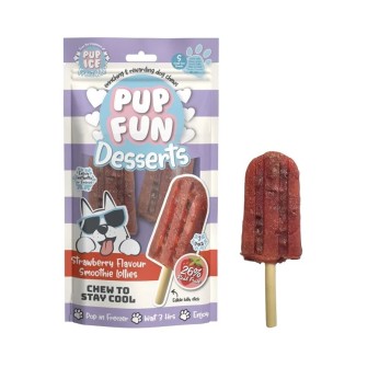 PUP FUN DESERTS LOLLIES STRAWBERRY FLAVOUR ΠΑΓΩΤΟ ΣΚΥΛΟΥ SMALL 2pcs 60gr