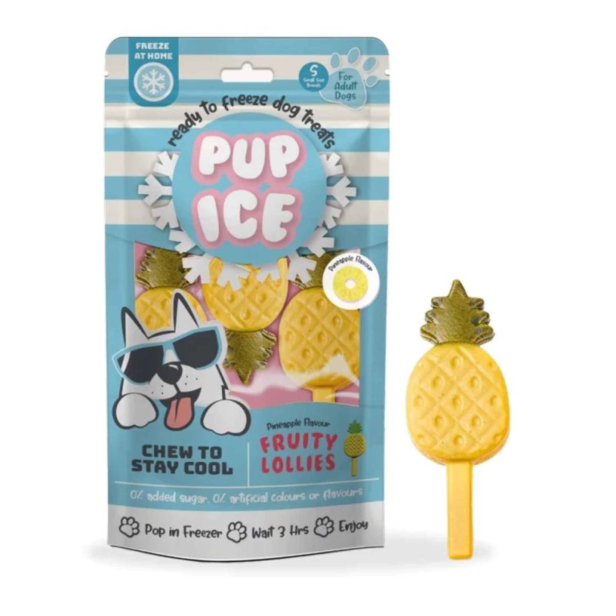 PUP ICE FRUITY LOLLIES ΠΑΓΩΤΟ ΣΚΥΛΟΥ ΜΕ ΑΝΑΝΑ SMALL 3pcs 90gr