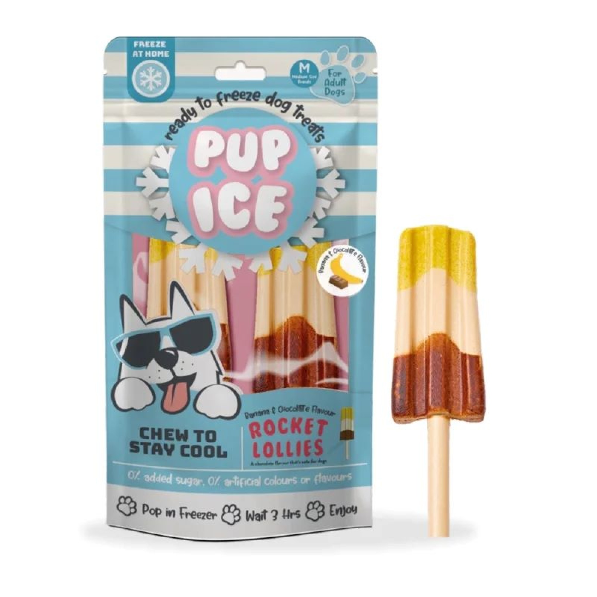 PUP ICE ROCKET LOLLIES ΠΑΓΩΤΟ ΣΚΥΛΟΥ ΜΕ ΜΠΑΝΑΝΑ ΚΑΙ ΣΟΚΟΛΑΤΑ MEDIUM 2pcs 90gr