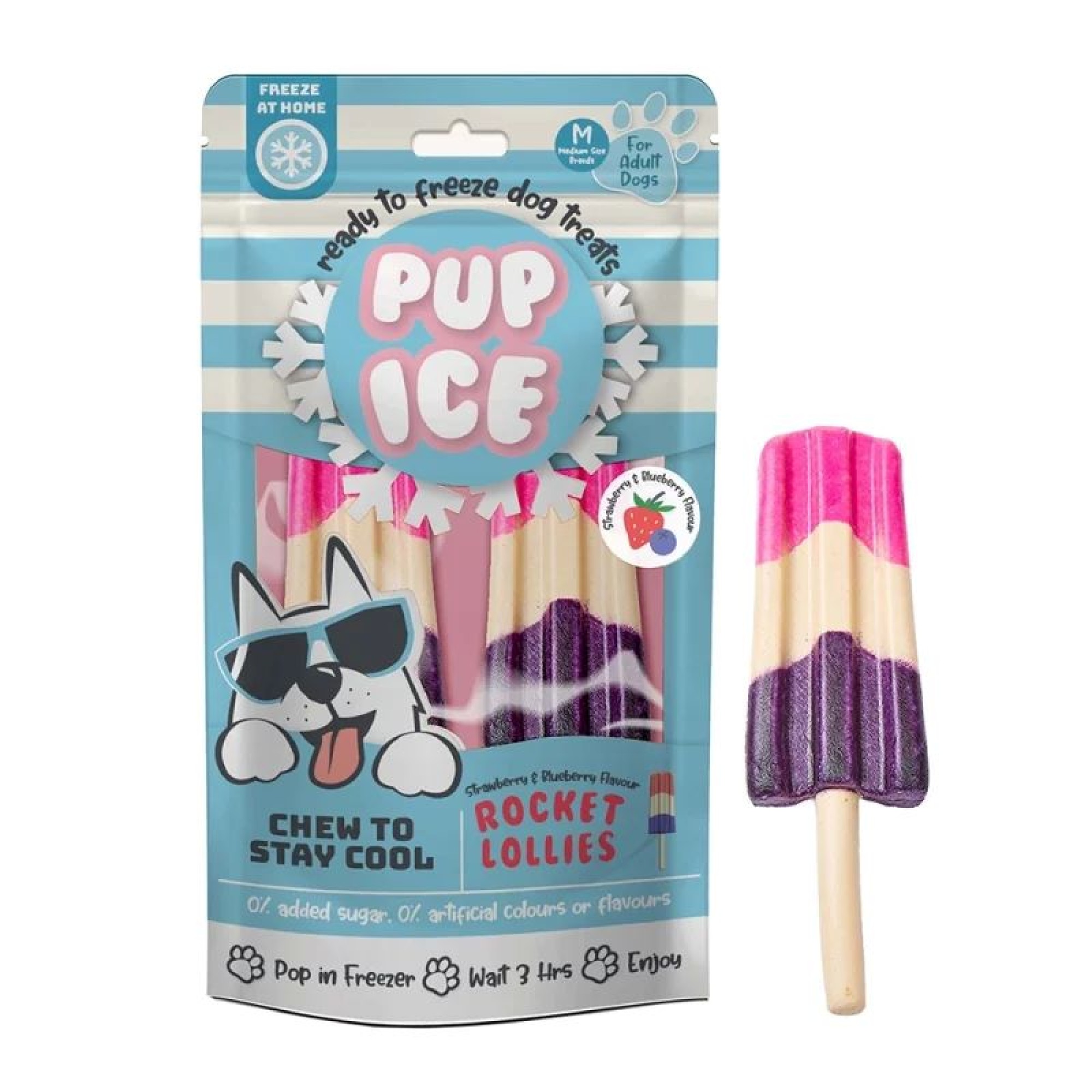 PUP ICE ROCKET LOLLIES ΠΑΓΩΤΟ ΣΚΥΛΟΥ ΜΕ ΦΡΑΟΥΛΑ ΚΑΙ ΒΑΤΟΜΟΥΡΟ MEDIUM 2pcs 90gr