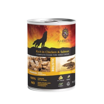 AMBROSIA HOLISTIC ADULT DOG WET FOOD ΜΕ ΚΟΤΟΠΟΥΛΟ ΣΟΛΟΜΟ ΚΑΙ ΠΑΠΑΓΙΑ 395gr