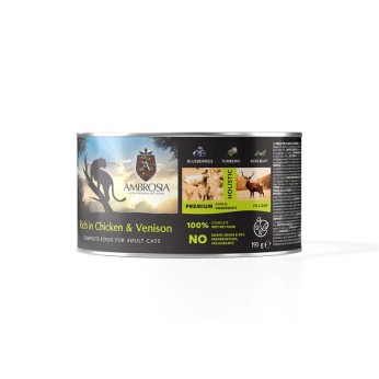 AMBROSIA HOLISTIC ADULT CAT ΜΕ ΜΕ ΚΟΤΟΠΟΥΛΟ ΕΛΑΦΙ ΚΑΙ BLUEBERRIES 195gr