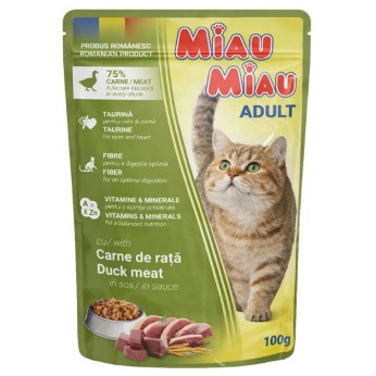 MIAU MIAU ADULT CAT WET FOOD ΚΟΜΜΑΤΑΚΙΑ ΠΑΠΙΑΣ ΣΕ ΣΑΛΤΣΑ 100gr