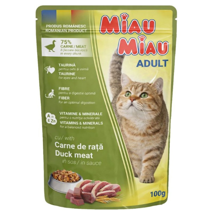 MIAU MIAU ADULT CAT WET FOOD ΚΟΜΜΑΤΑΚΙΑ ΠΑΠΙΑΣ ΣΕ ΣΑΛΤΣΑ 100gr