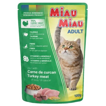 MIAU MIAU ADULT CAT WET FOOD ΚΟΜΜΑΤΑΚΙΑ ΓΑΛΟΠΟΥΛΑ ΣΕ ΣΑΛΤΣΑ 100gr