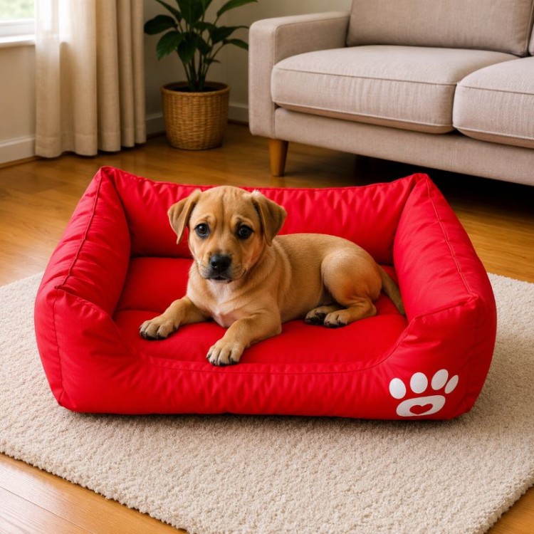 DENIKPETS ΑΔΙΑΒΡΟΧΟ ΚΡΕΒΑΤΙ ΣΚΥΛΟΥ ΚΑΙ ΓΑΤΑΣ ΚΟΚΚΙΝΟ MEDIUM 54x42x11cm