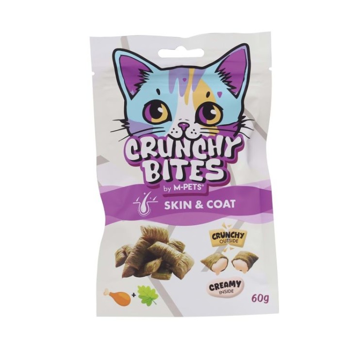 MPETS CRUNCHY BITES SKIN AND COAT CAT SNACK ΜΕ ΚΟΤΟΠΟΥΛΟ ΚΑΙ CATNIP 60gr