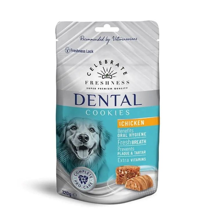 CELEBRATE FRESHNESS DENTAL COOKIES ΛΙΧΟΥΔΙΕΣ ΣΚΥΛΟΥ ΜΕ ΚΟΤΟΠΟΥΛΟ 120gr