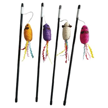 CROCI CAT TOY STICK TEASER LITTLE SISAL TOPINI MIX 40cm