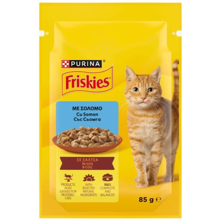 FRISKIES ADULT CAT WET FOOD SALMON IN SAUCE POUCH 85gr FRISKIES ADULT CAT WET FOOD SALMON IN SAUCE POUCH 85gr
