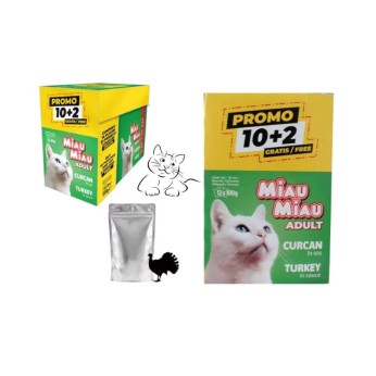 MIAU MIAU ADULT CAT WET FOOD ΚΟΜΜΑΤΑΚΙΑ ΓΑΛΟΠΟΥΛΑ ΣΕ ΣΑΛΤΣΑ 10pcs x 100gr ΚΑΙ 2 ΔΩΡΟ