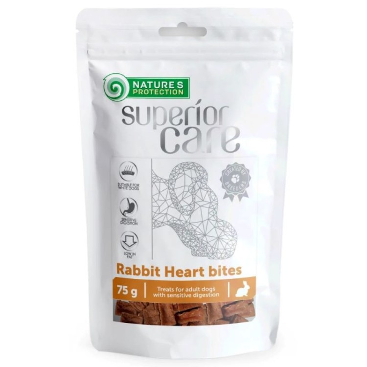 NATURE'S PROTECTION SUPERIOR CARE SENSITIVE DIGESTION RABBIT HEART BITES 75gr