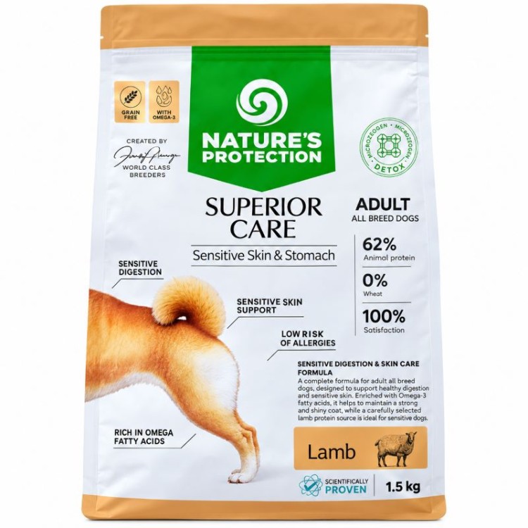 NATURE'S PROTECTION SUPERIOR CARE SENSITIVE SKIN AND STOMACH ALL BREEDS ADULT DOGS LAMB 1.5kg