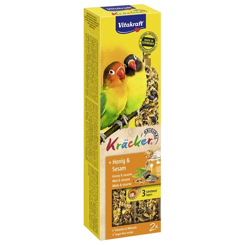 Vitakraft Kracker Duo Mix Για Μεσσαιους Παπαγαλους Kai Lovebirds Me Μελι Kai Σουσαμι 2Pcs 180Gr