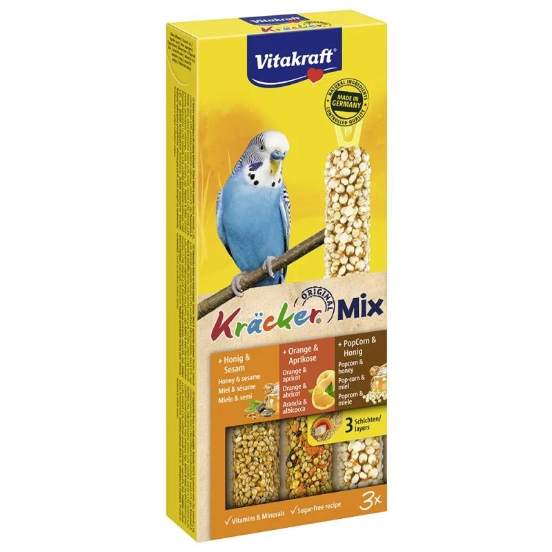 Vitakraft Kracker Trio Mix Για Παπαγαλακια Me Μελι Πορτοκαλι Και Popcorn 3Pcs