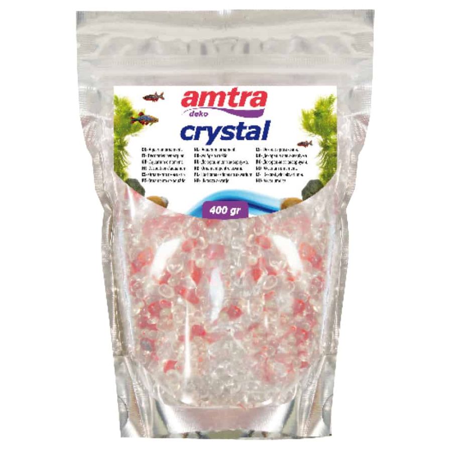 Amtra Crystal Sand Διακοσμητικη Κρυσταλλικη Αμμος Ενυδρειου Διαφανο Και Κοκκινο 400Gr