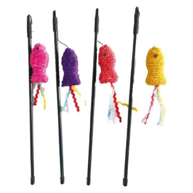 Croci Cat Toy Stick Teaser Little Sisal Fish 40Cm