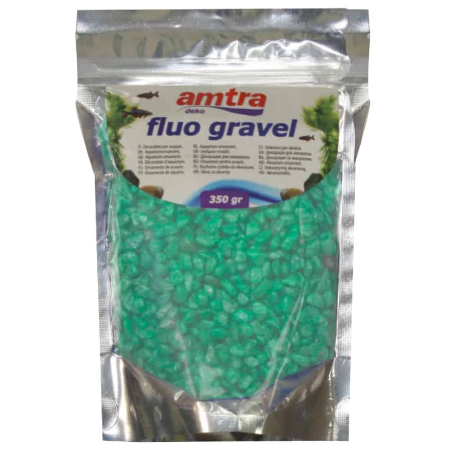 Amtra Fluo Gravel Green Διακοσμητικο Χαλικι Ενυδρειου 350Gr