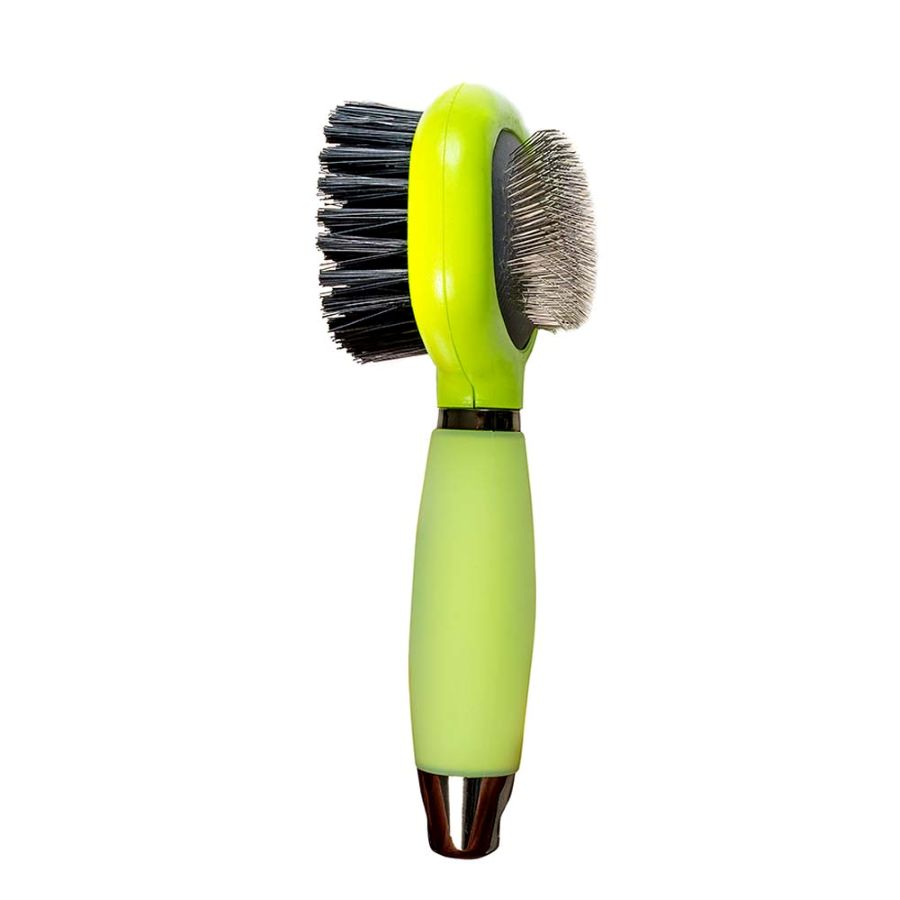 Glee Slicker Βουρτσα Διπλης Οψης Οβαλ Μεταλλικη Για Σκυλο Και Γατα Lime