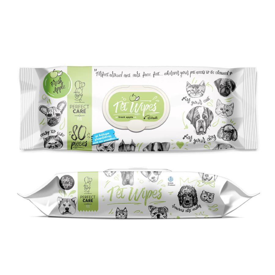 Perfect Care Μαντηλακια Καθαρισμου Σκυλου Και Γατας Fresh Apple 80Τμχ