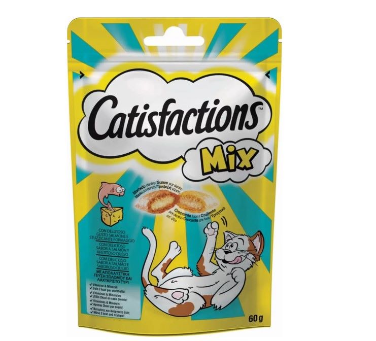 Catisfactions Snacks Λιχουδιες Γατας Με Σολομο Και Τυρι 60Gr