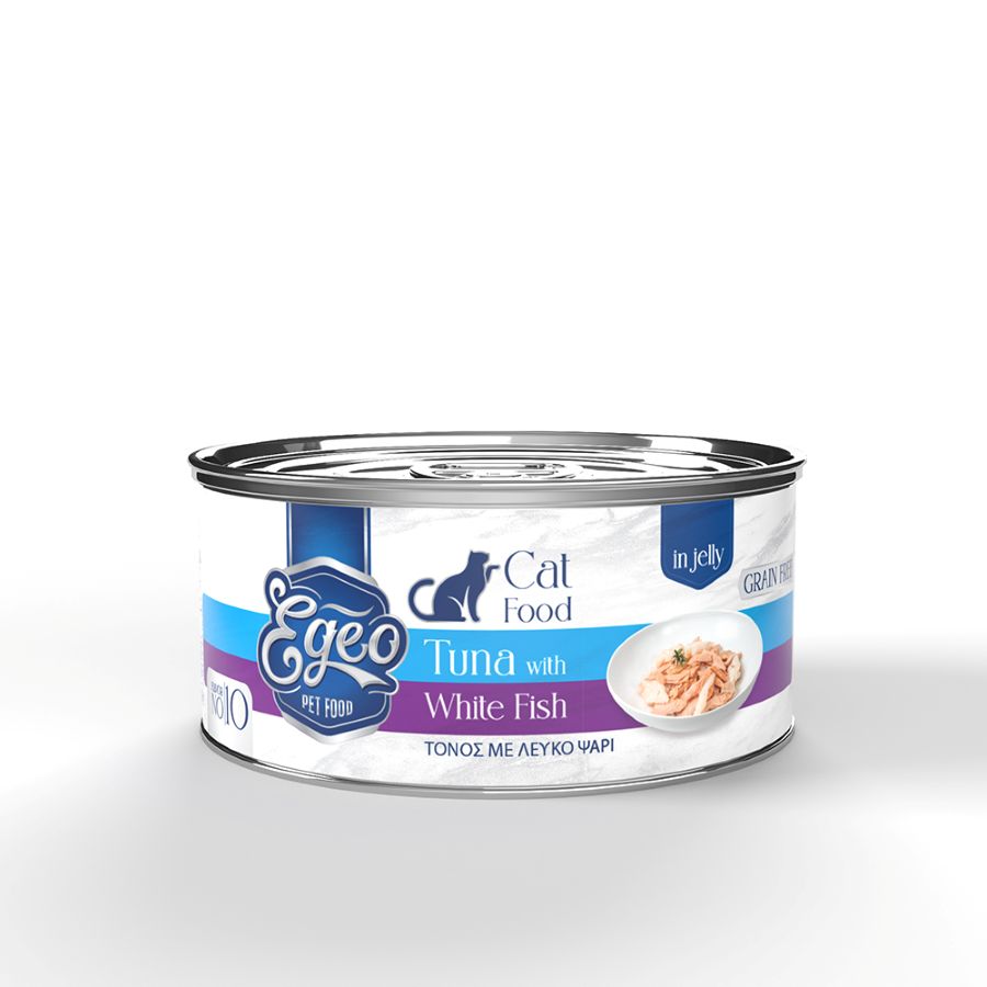Egeo Adult Cat Τονος Και Λευκο Ψαρι Σε Ζελε 85Gr