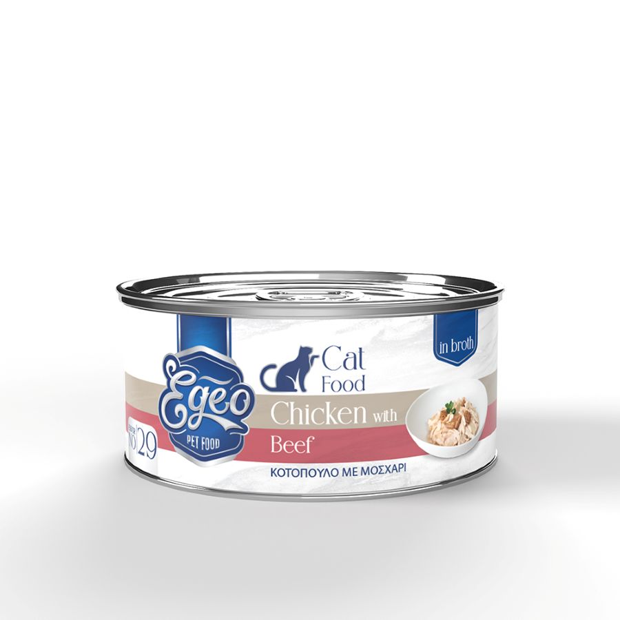 Egeo Adult Cat Κοτοπουλο Και Μοσχαρι Σε Ζωμο 70Gr