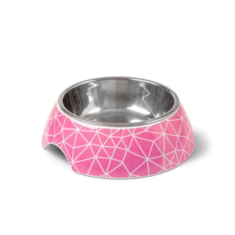 Glee Rhombus Μπολ Μελαμινης Φαγητου Και Νερου Ροζ Medium 440Ml