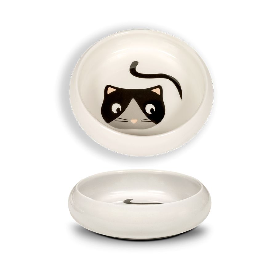 Glee Wag Small Κεραμικο Μπολ Γατας Λευκο Με Μαυρο 250Ml