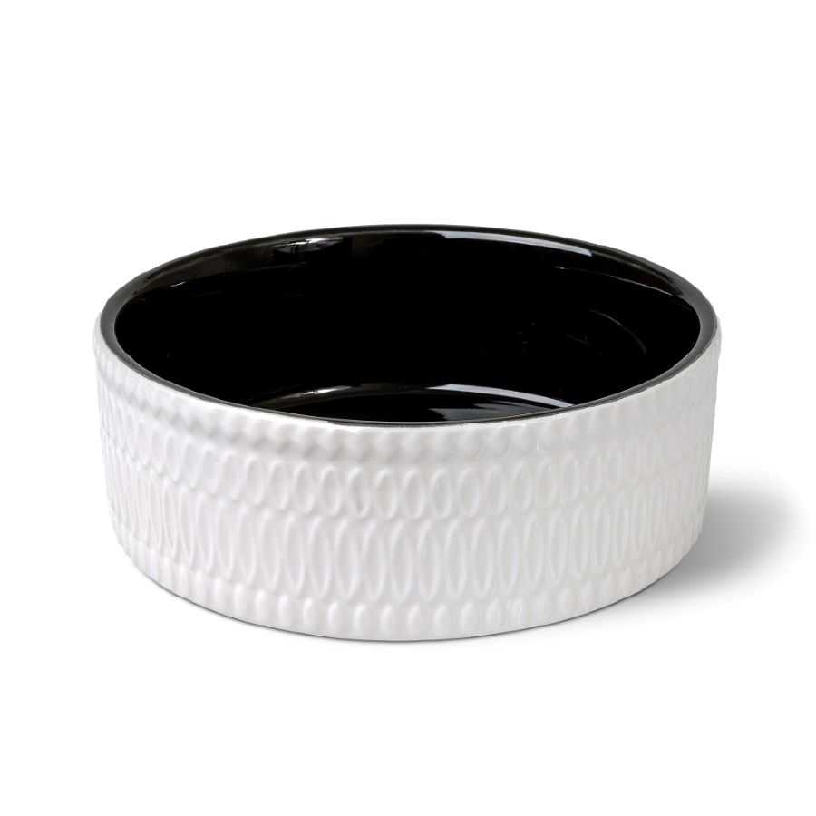 Glee Glaze Large Μπολ Κεραμικο Για Σκυλο Και Γατα Λευκο Με Μαυρο 1500Ml